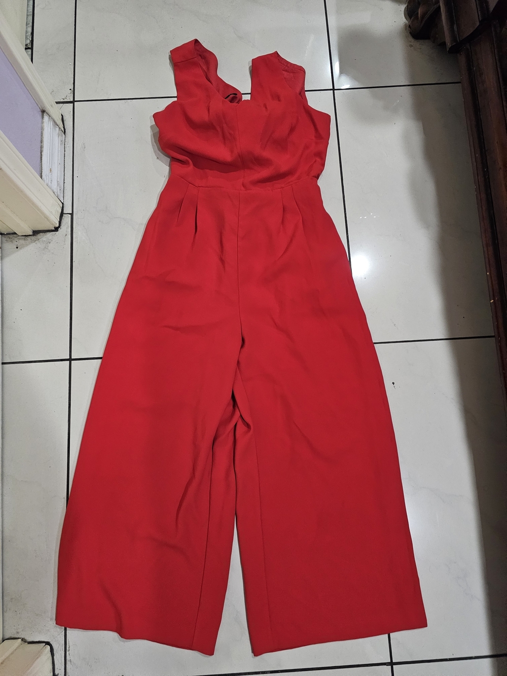 J. Crew Red Sleeveless Straight-Leg Jumpsuit
